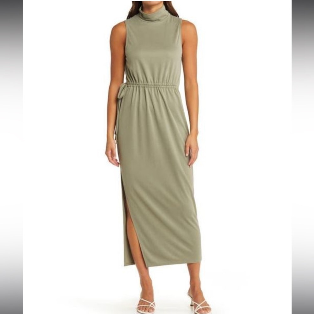 New Open Edit Green Mock Neck Sleeveless‎ Knit Dress size Small - Picture 4 of 13